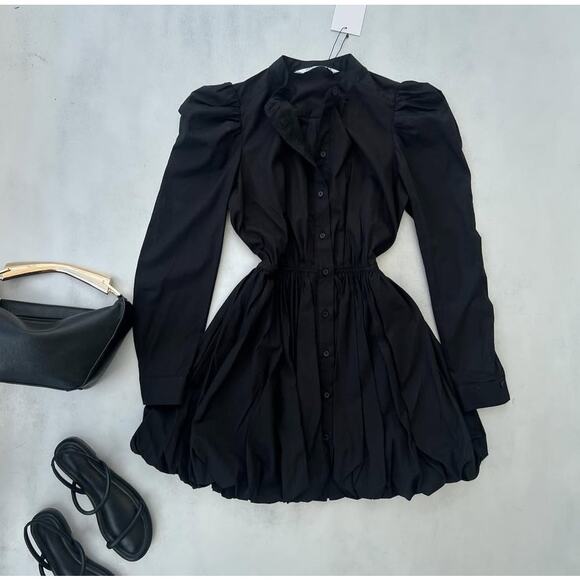 ZARA Cotton Balloon Sleeve Mini Dress 🖤✨ NWT - Picture 15 of 16